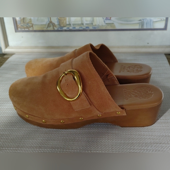Vince Camuto Shoes - Vince Camuto "Canzenee" Cognac Brown Suede Mule Clogs. Size 10M. Gorgeous Clogs.